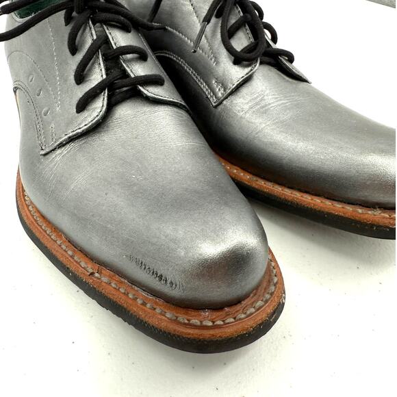 Pskaufman No.1044 Tarmac Tie Derby Oxford Shoes Lotis Hand Painted Silver Size 6 - Picture 4 of 12